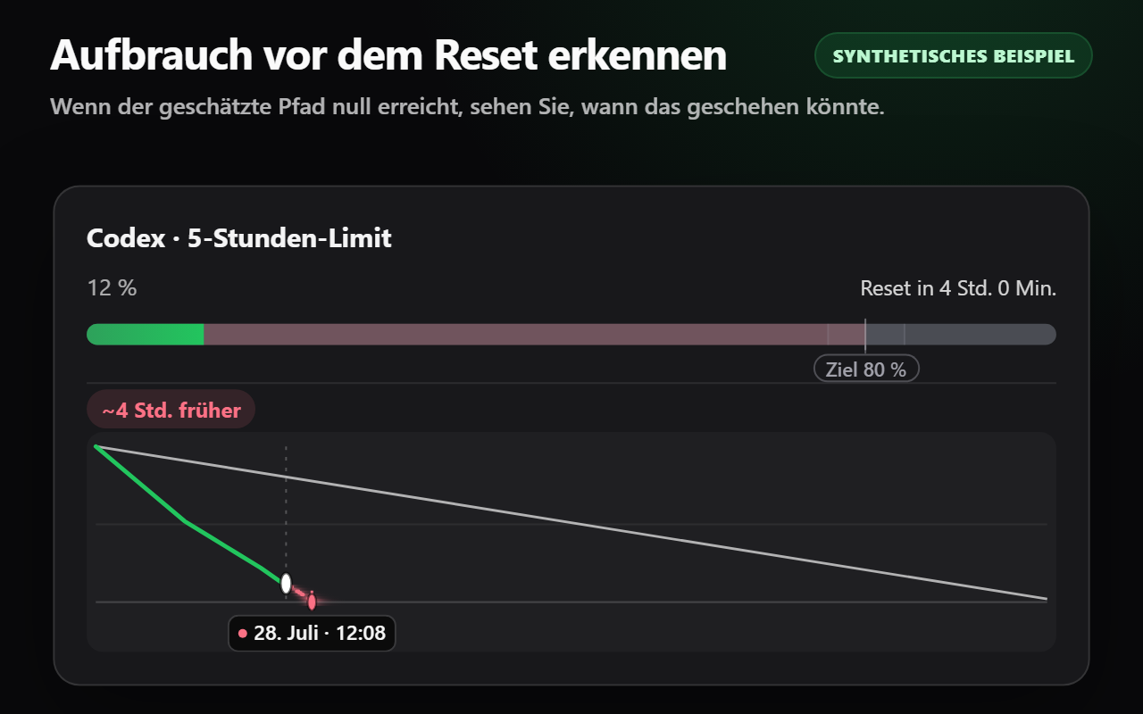 Synthetischer Zustand für vorzeitigen Aufbrauch mit einer Projektion, die vor dem Reset endet