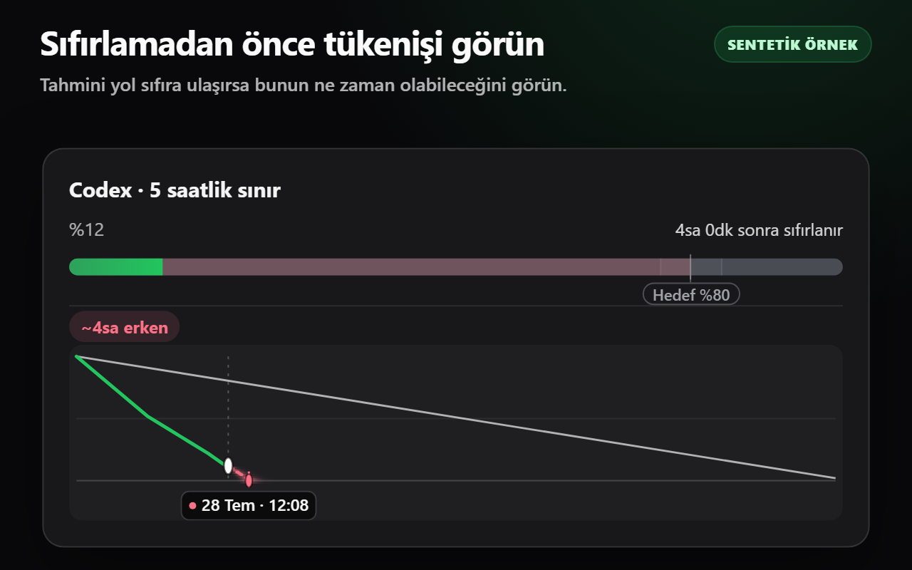 Sıfırlanmadan önce sıfıra inen tahmini gösteren sentetik durum
